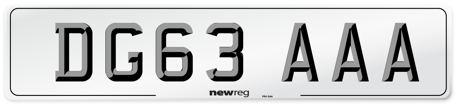 DG63 AAA Number Plate from New Reg